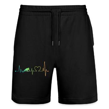 Chameleon Heartbeat - Stanley/Stella Trainer Unisex Organic Jogging Shorts - black - Front - Nik (191cm) & Marisol (170cm)