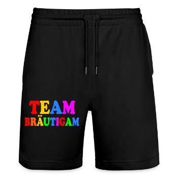 Team bräutigam - Stanley/Stella Unisex Bio Joggingshorts Trainer  - Schwarz - Vorne - Nik (191cm) & Marisol (170cm)