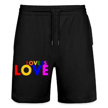 Love is love - Stanley/Stella Unisex Bio Joggingshorts Trainer  - Schwarz - Vorne - Nik (191cm) & Marisol (170cm)