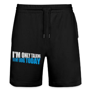 only talking to dog - Stanley/Stella Trainer Unisex Organic Jogging Shorts - black - Front - Nik (191cm) & Marisol (170cm)