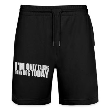 only talking to dog - Stanley/Stella Trainer Unisex Organic Jogging Shorts - black - Front - Nik (191cm) & Marisol (170cm)