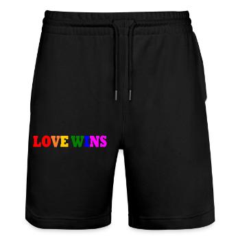 Love wins - Stanley/Stella Trainer Unisex Organic Jogging Shorts - black - Front - Nik (191cm) & Marisol (170cm)