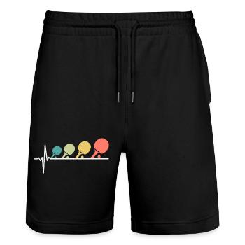 Battement de cœur de tennis de table - Short de jogging bio TRAINER Stanley/Stella unisexe - noir - Devant - Nik (191cm) & Marisol (170cm)
