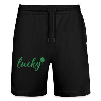 Cadeau de la Saint-Patrick Trèfle Hommes, Femmes, Enfants - Short de jogging bio TRAINER Stanley/Stella unisexe - noir - Devant - Nik (191cm) & Marisol (170cm)