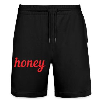 Honig - Stanley/Stella Unisex Bio Joggingshorts Trainer  - Schwarz - Vorne - Nik (191cm) & Marisol (170cm)