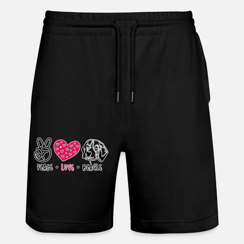 Peace love beagle - Stanley/Stella Unisex Bio Joggingshorts Trainer  - Schwarz
