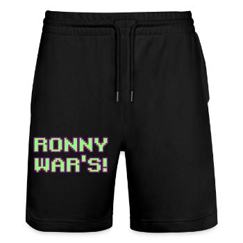 Ronny war s - Stanley/Stella Unisex Bio Joggingshorts Trainer  - Schwarz - Vorne - Nik (191cm) & Marisol (170cm)