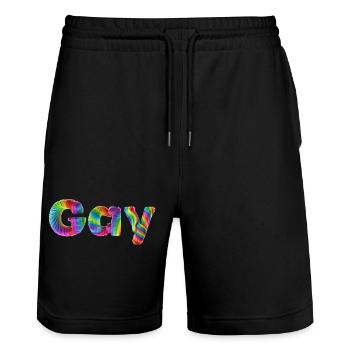 gay - Short de jogging bio TRAINER Stanley/Stella unisexe - noir - Devant - Nik (191cm) & Marisol (170cm)