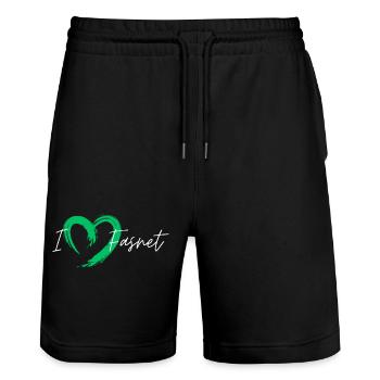 I love Fasnet Grün - Stanley/Stella Unisex Bio Joggingshorts Trainer  - Schwarz - Vorne - Nik (191cm) & Marisol (170cm)