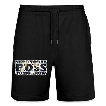 Nerd Today Bo$$ Tomorrow - Stanley/Stella Unisex Bio Joggingshorts Trainer  - Schwarz - Vorne - Nik (191cm) & Marisol (170cm)
