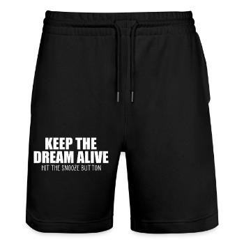 Keep the dream alive funny quote - Stanley/Stella Trainer Unisex Organic Jogging Shorts - black - Front - Nik (191cm) & Marisol (170cm)