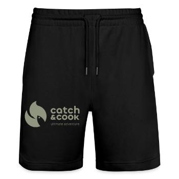 catch&cook ultimate adventure - Stanley/Stella Unisex Bio Joggingshorts Trainer  - Schwarz - Vorne - Nik (191cm) & Marisol (170cm)