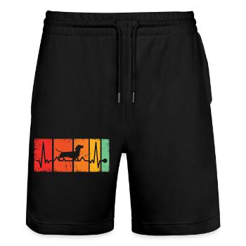 Retro Graphic Dachshund Dog Owner Dog Lover Wiener - Stanley/Stella Trainer Unisex Organic Jogging Shorts - black - Front - Nik (191cm) & Marisol (170cm)
