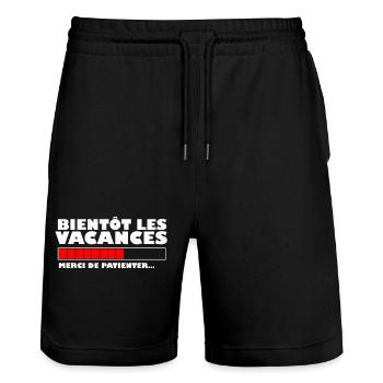 Bientôt les vacances - Short de jogging bio TRAINER Stanley/Stella unisexe - noir - Devant - Nik (191cm) & Marisol (170cm)