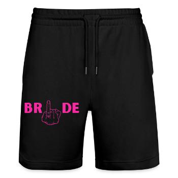 Bride - annulaire de la mariée - Short de jogging bio TRAINER Stanley/Stella unisexe - noir - Devant - Nik (191cm) & Marisol (170cm)
