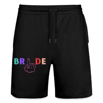 Bride - annulaire de la mariée - Short de jogging bio TRAINER Stanley/Stella unisexe - noir - Devant - Nik (191cm) & Marisol (170cm)
