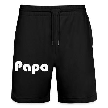 DAD. FATHER's DAY. HAPPY BIRTHDAY DAD. HAPPY BIRTHDAY - Stanley/Stella Trainer Unisex Organic Jogging Shorts - black - Front - Nik (191cm) & Marisol (170cm)