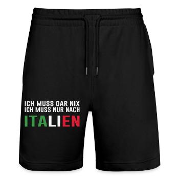 Italien Spruch Reise - Stanley/Stella Unisex Bio Joggingshorts Trainer  - Schwarz - Vorne - Nik (191cm) & Marisol (170cm)
