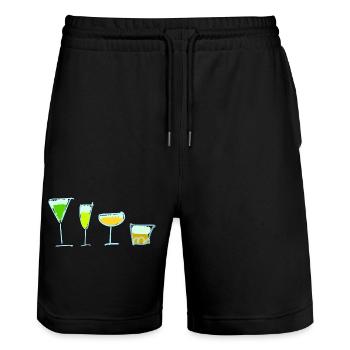 Getränke - Stanley/Stella Unisex Bio Joggingshorts Trainer  - Schwarz - Vorne - Nik (191cm) & Marisol (170cm)