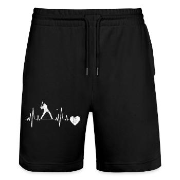 Baseball Baseballer Baseball Player Baseball Team - Stanley/Stella Trainer Unisex Organic Jogging Shorts - black - Front - Nik (191cm) & Marisol (170cm)