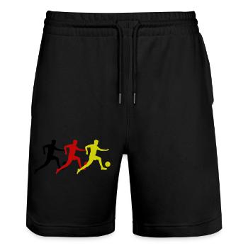 Joueur de football Allemagne - Short de jogging bio TRAINER Stanley/Stella unisexe - noir - Devant - Nik (191cm) & Marisol (170cm)