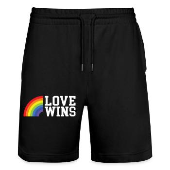 Love Wins Cooler Spruch Geschenk - Stanley/Stella Unisex Bio Joggingshorts Trainer  - Schwarz - Vorne - Nik (191cm) & Marisol (170cm)