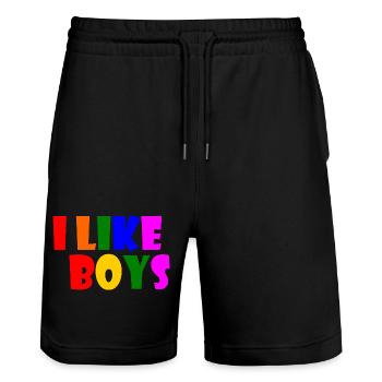 I like boys - Stanley/Stella Trainer Unisex Organic Jogging Shorts - black - Front - Nik (191cm) & Marisol (170cm)