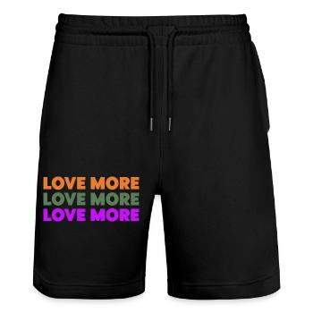 Love more - Short de jogging bio TRAINER Stanley/Stella unisexe - noir - Devant - Nik (191cm) & Marisol (170cm)