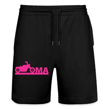 Oma Großmutter Motorrad Chopper Geschenk - Stanley/Stella Unisex Bio Joggingshorts Trainer  - Schwarz - Vorne - Nik (191cm) & Marisol (170cm)