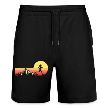 Trail Run Ultra Running Mountain Trekking Running - Stanley/Stella Trainer Unisex Organic Jogging Shorts - black - Front - Nik (191cm) & Marisol (170cm)
