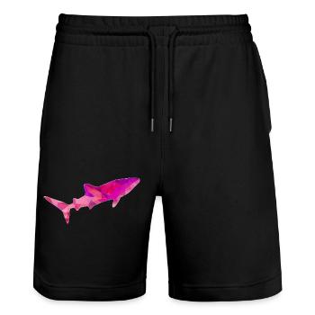 Walhai lila rot - Stanley/Stella Unisex Bio Joggingshorts Trainer  - Schwarz - Vorne - Nik (191cm) & Marisol (170cm)