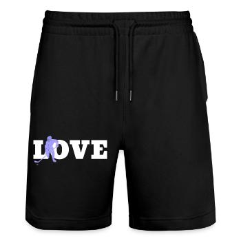 Eishockeyspieler Hockeyfan Eishockey Eishockeyteam - Stanley/Stella Unisex Bio Joggingshorts Trainer  - Schwarz - Vorne - Nik (191cm) & Marisol (170cm)