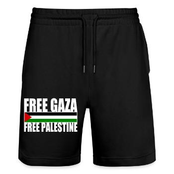 Free gaza free palestine - Stanley/Stella Trainer Unisex Organic Jogging Shorts - black - Front - Nik (191cm) & Marisol (170cm)