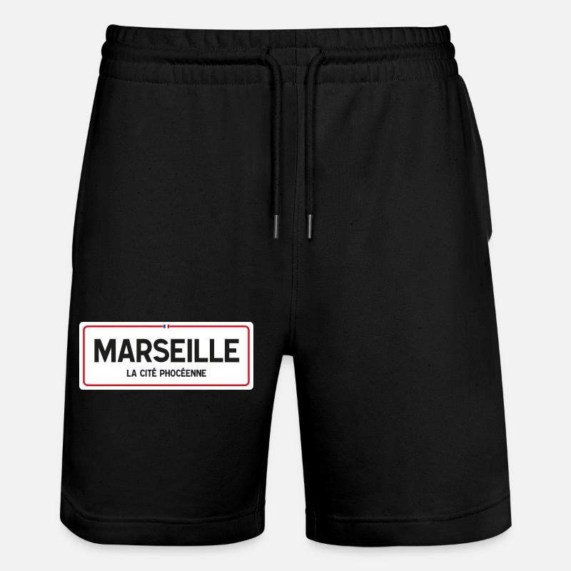 Panneau toponyme Marseille - Short de jogging bio TRAINER Stanley/Stella unisexe - noir