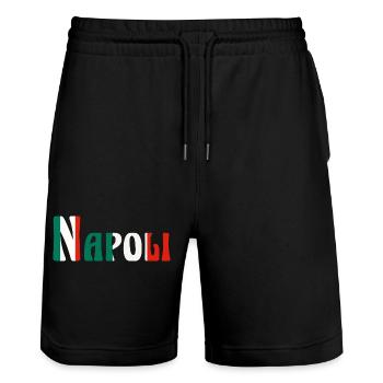 Napoli - Stanley/Stella Trainer Unisex Organic Jogging Shorts - black - Front - Nik (191cm) & Marisol (170cm)
