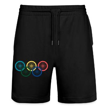 Roues vélo colorée - Short de jogging bio TRAINER Stanley/Stella unisexe - noir - Devant - Nik (191cm) & Marisol (170cm)