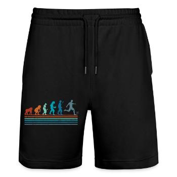 Vintage Retro Football Evolution - Stanley/Stella Trainer Unisex Organic Jogging Shorts - black - Front - Nik (191cm) & Marisol (170cm)