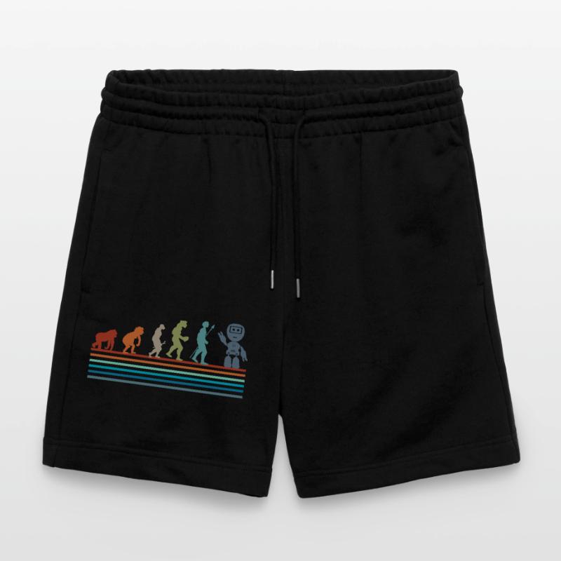 Retro Vintage Robot Evolution Stanley/Stella Trainer Unisex Organic Jogging Shorts