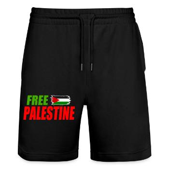 Free palestine - Short de jogging bio TRAINER Stanley/Stella unisexe - noir - Devant - Nik (191cm) & Marisol (170cm)