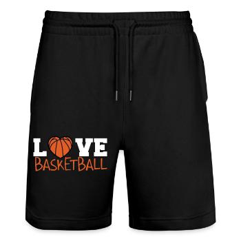 J’aime les séries : J’aime le basket-ball - Short de jogging bio TRAINER Stanley/Stella unisexe - noir - Devant - Nik (191cm) & Marisol (170cm)
