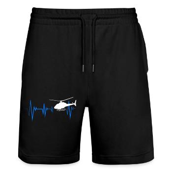 Hubschrauber Herzschlag Puls - Stanley/Stella Unisex Bio Joggingshorts Trainer  - Schwarz - Vorne - Nik (191cm) & Marisol (170cm)