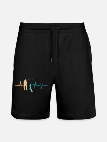 Fisherman's Heartbeat - Stanley/Stella Trainer Unisex Organic Jogging Shorts - black