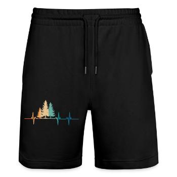 Herzschlag des Waldes - Stanley/Stella Unisex Bio Joggingshorts Trainer  - Schwarz - Vorne - Nik (191cm) & Marisol (170cm)