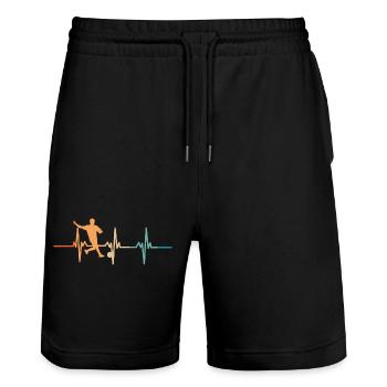Battement de cœur football - Short de jogging bio TRAINER Stanley/Stella unisexe - noir - Devant - Nik (191cm) & Marisol (170cm)