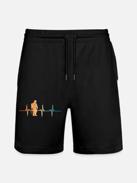 Firefighter heartbeat - Stanley/Stella Trainer Unisex Organic Jogging Shorts - black