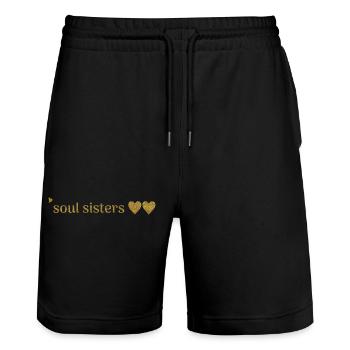 Freunde - âmes sœurs - Short de jogging bio TRAINER Stanley/Stella unisexe - noir - Devant - Nik (191cm) & Marisol (170cm)
