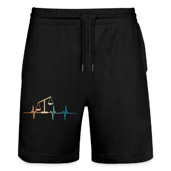 Battement de cœur balance - Short de jogging bio TRAINER Stanley/Stella unisexe - noir - Devant - Nik (191cm) & Marisol (170cm)