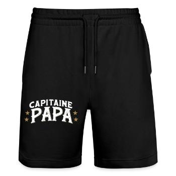Capitaine Papa - Short de jogging bio TRAINER Stanley/Stella unisexe - noir - Devant - Nik (191cm) & Marisol (170cm)