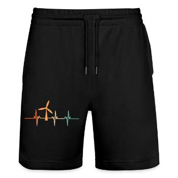 Heartbeat wind turbine - Stanley/Stella Trainer Unisex Organic Jogging Shorts - black - Front - Nik (191cm) & Marisol (170cm)