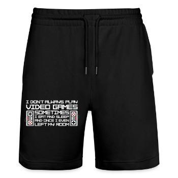 I Don't Always Play Video Games Sometimes I Eat - Stanley/Stella Trainer Unisex Organic Jogging Shorts - black - Front - Nik (191cm) & Marisol (170cm)